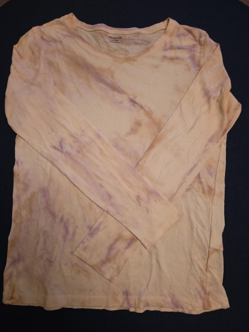 Madewell XXS Tie Dye Long Sleeve Tee Peach Lavender Crewneck Shirt